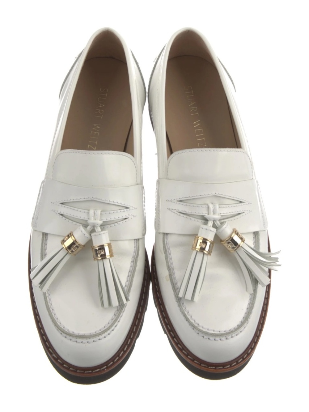 Stuart Weitzman Leather Tassel Accents Loafers (sz 6.5)